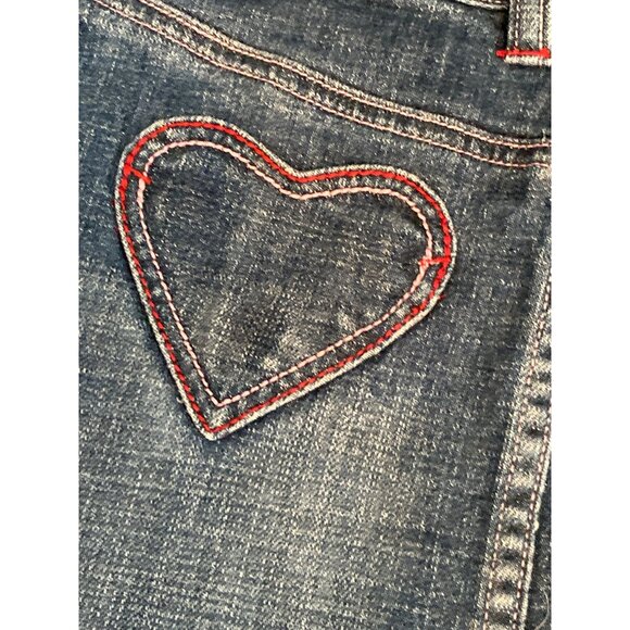Gap Jeans Skirt Short Mini Blue Denim Pink Red Heart Shape Back Pocket Girl 7 - Picture 9 of 11